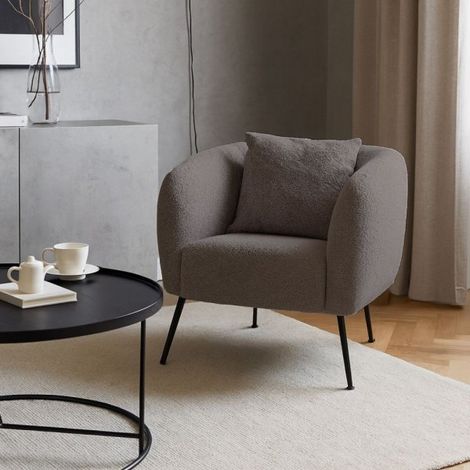 Poltrona pozzetto Nuvia in tessuto Ascort colore grigio mouse
