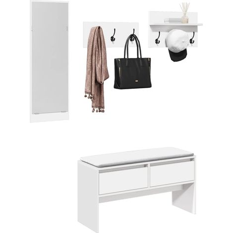 vidaXL Set Mobili da Ingresso 4 pz Bianco in Legno Multistrato