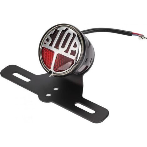 Feu Arriere Moto - LED Vintage Universel Avec Support Plaque DImmatriculation - 12 V - Compatible Toutes Motocyclettes (1/3)