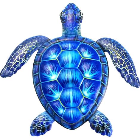 Décoration murale tortue en métal bleu pour la maison, la chambre, le salon, le bureau, le jardin, les clôtures, l'aquarium ou un décor marin (1/4)