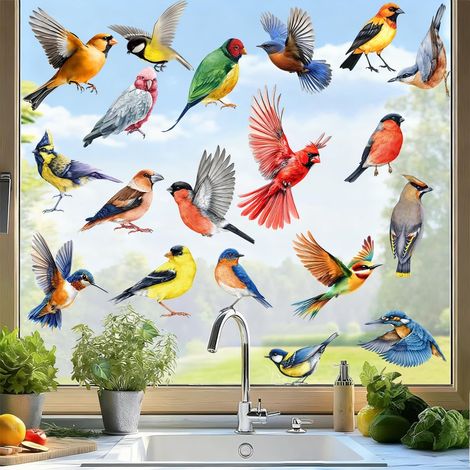 Autocollant de fenêtre - Décoration de fenêtre - Autocollants de fenêtre oiseaux statiques - Films de fenêtre - Autocollants de (1/5)