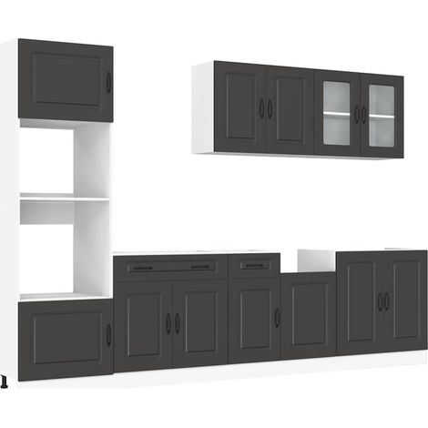 Maison Exclusive - Mueble de cocina Kalmar negra 7 piezas madera