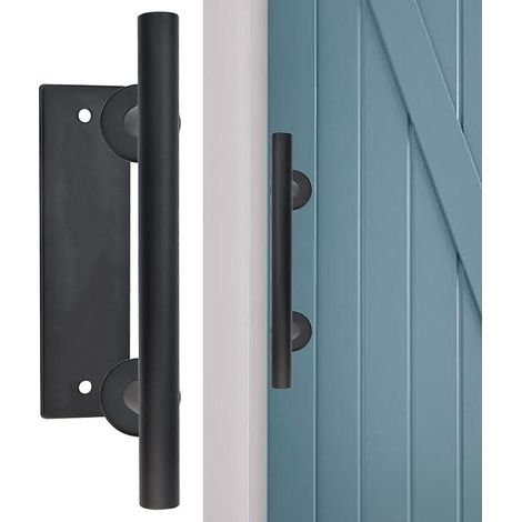 Poignée de porte coulissante vintage en acier au carbone antirouille, tube rond - 30 cm, conception anticorrosion pour portes, caves à vin, abris de jardin, chambres (1/5)