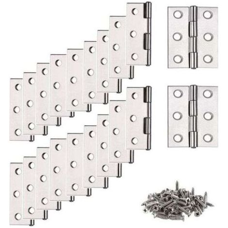 20 Pièces Charnières de Porte Pliables en Acier Inoxydable Charnières Piano Armoire avec Vis Paumelle Meuble pour Maison (1/4)