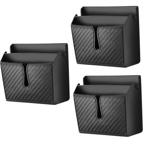 Caja organizadora para coche - Organizador de asientos - Para mantener el coche ordenado - Diseño compacto - 3 piezas - Negro (1/5)