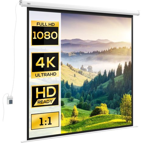 Motorisierte Projektionsleinwand, 96 Zoll, 1:1 4K HD, Wand- oder Deckenmontage mit Fernbedienung, 195 x 81 x 182 cm (L x B x H)