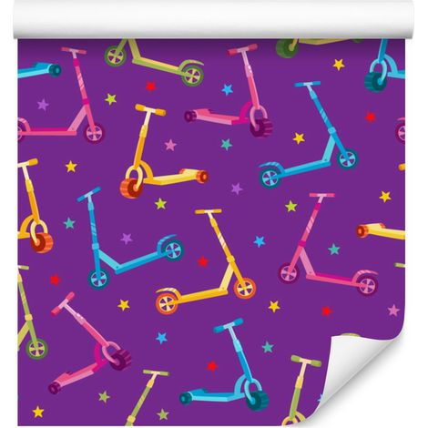 Papel pintado de scooters de colores para salón y dormitorio, 50x1000 cm (1/5)
