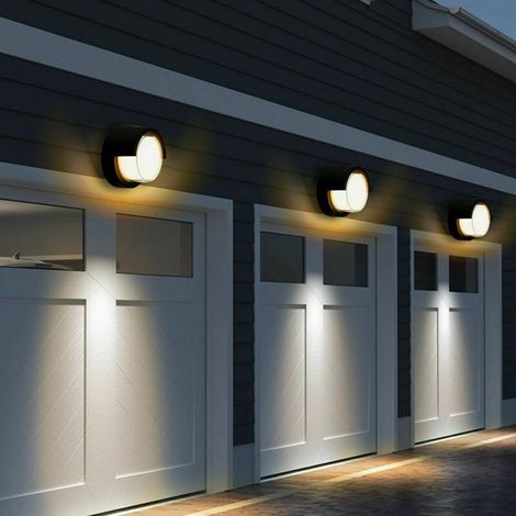 LED wall lights, Applique murale tendance pour l'extérieur avec abat-jour, applique murale intérieure enfichable, lampe de jardin, applique LED ronde étanche, éclairage en métal (noir) - RWLED wall li (1/4)