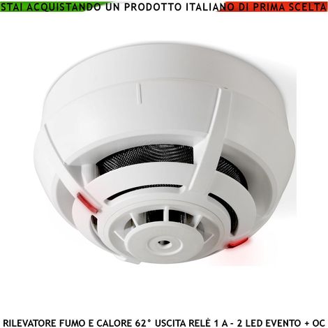 SENSORE DI FUMO E RILEVATORE TEMPERATURA SISTEMA MULTICRITERIO ANTINCENDIO 2 LED USCITA RELÈ E USCITA OC 14 MA SEGNALE REMOTO (1/4)
