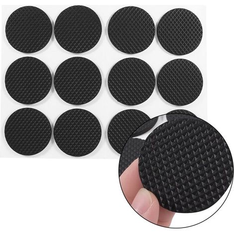 Protecteurs de Pieds en Caoutchouc Adhésifs Autocollants - 12 Pièces Noir - Pour Sol, Meubles, Table, Chaise (1/5)
