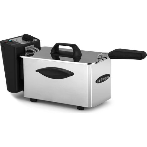 Orbegozo FDR 16, Friggitrice ad olio 1,5 litri, 1500 W, termostato regolabile, facile da pulire, posizione di scarico dell'olio, maniglie laterali cool touch, acciaio inossidabile (1/5)