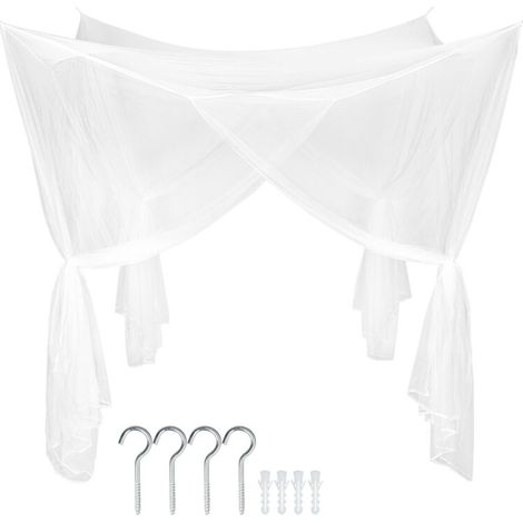 Moustiquaire en polyester 190x210x240 cm – avec une toile à mailles serrées – facile à installer et livrée avec des crochets.
