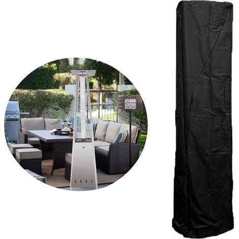 TAISHENGDA-Housses de Chauffage Extérieur Étanche Housse de Chauffage de Terrasse, Coupe-Vent Anti-UV, Extérieur Housse pour Parasol Chauffant Oxford Tissu Housse Noir (221 x 53 x 61 cm) (1/5)