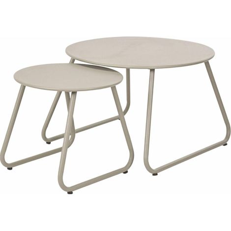 Set aus 2 beigen Metalltischen Loft Duo
