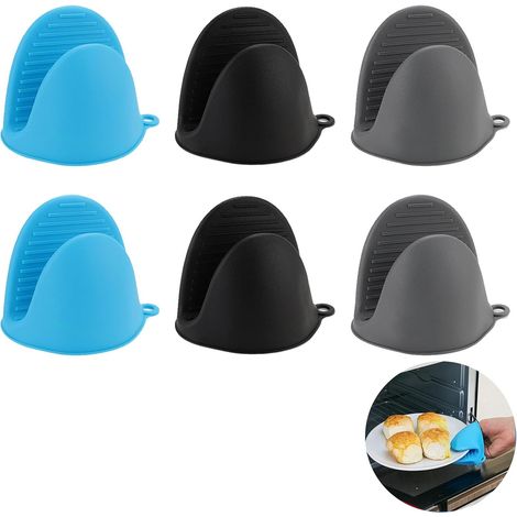 Mitaines de Four en Silicone 3 Paires, Mini Gants de Cuisine Antidérapants, Multi-Usage pour Cuisson et Pâtisserie, Trois Couleurs Vives (1/5)
