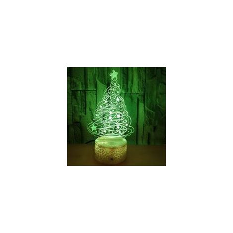 Lampada da notte creativa a forma di albero di Natale 3D, alimentata tramite USB, con interruttore touch, effetto ottico, LED, 7 colori cangianti, ideale per la decorazione della camera di compleanno 