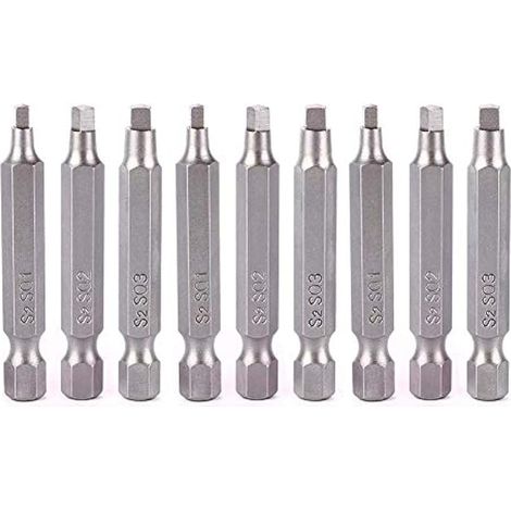 Lot de 3 embouts de tournevis magnétiques carrés 2", queue hexagonale 1/4", SQ1 SQ2 SQ3, acier S2