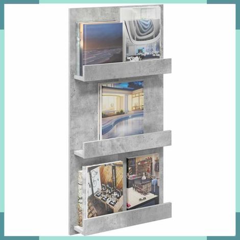 899506 étagère à magazines avec étagère Gris béton 51 x 11 x 102 cm (1/5)