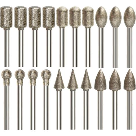 für Dremel Schleifaufsätze, 20 Stück Fräser Aufsätze mit 1/8" Schaft Schleifaufsätze für Schleifstifte, Diamant Schleifstifte für Stein, Glas, Keramik, Schleifen, Polieren und Gravieren (1/5)