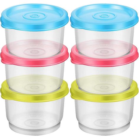 Lot de 6 boîtes de conservation 160 ml avec couvercles récipients portables en plastique multicolores pour réfrigérateur congélateur sauces et fruits (1/5)