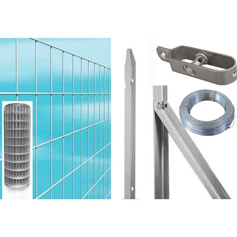 1KIT KIT RECINZIONE ZINCATA DA 25MT CM 150 H MAGLIA 75X50 PALETTI DA CEMENTARE (1/2)