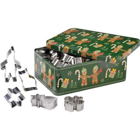 PATISSE - BOITE METAL VERT 25 DECOUPOIRS DECOR BISCUIT