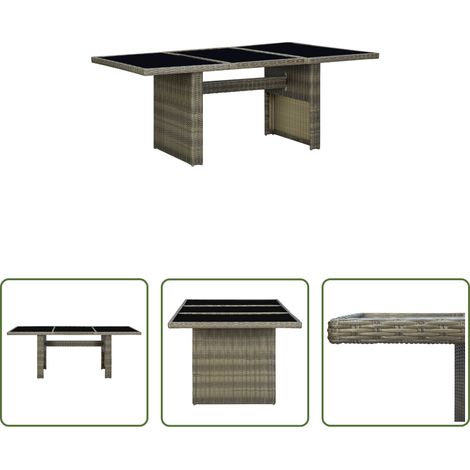 Table extérieure - Table de jardin Marron Résine tressée et verre trempé (1/5)