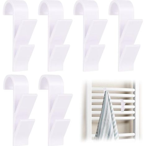 Lot de 8 crochets multi-usages pour radiateurs ronds, porte-serviettes, radiateurs, crochets en ABS pour radiateur de salle de bain, crochets pour tous les radiateurs standard, blanc (1/5)