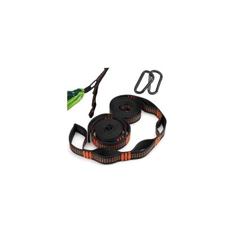 Lot de 2 Sangle Hamac,2m x 2,5 cm Fixation Hamac en Polyester,Hamac Sangles avec 2 Mousquetons,Fixation Hamac Arbre Portée Maximale de 300kg,Corde Hamac Attache Hamac pour Balançoire (1/4)