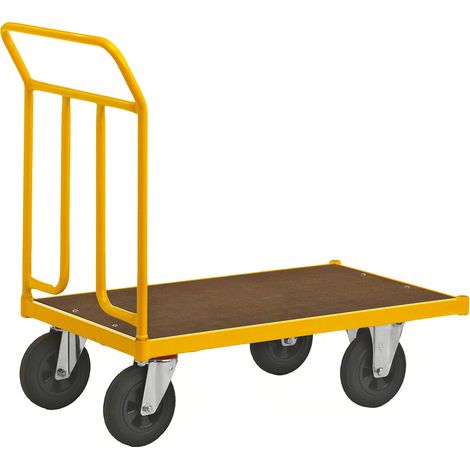Kongamek Plattformwagen pulverbeschichtet mit Ladefläche 950x554mm aus MDF, Schiebebügel und Gummibereifung ohne Bremse (1/3)