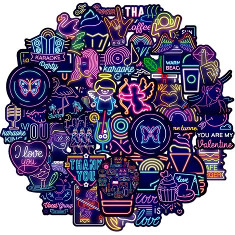 50 Neon-Aufkleber mit positivem Zitat, inspirierendem M (1/5)