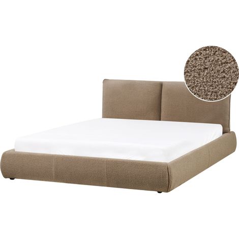 Letto matrimoniale imbottito in tessuto boucle marrone 160x200 cm Vinay