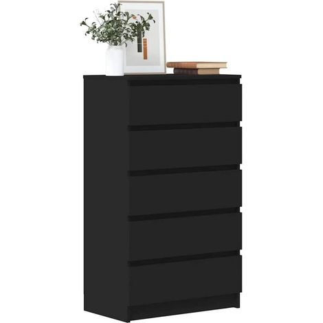 Furniture Limited - Cassettiera nera 60x36x103 cm in legno ingegnerizzato (1/5)