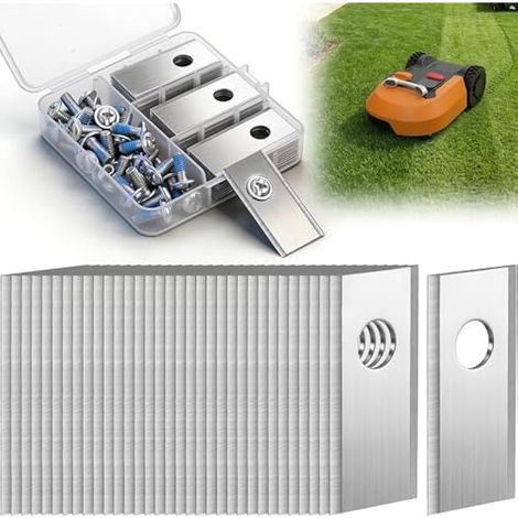 – Lot de 36 lames de rechange compatibles avec WORX WA0190 Landroid – Lames pour tondeuse robot, incluant 36 vis adhésivées – Lames de tondeuse en acier inoxydable : fiables, durables et faciles