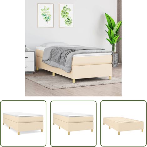 The Living Store Boxspringbett mit Matratze Creme 100x200 cm Stoff - Boxspringbett - Doppelbett - Cremefarbenes Bett - Bettsofa - Liegekomfort (1/5)