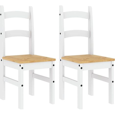 Lot de 2 Chaises de salle à manger - Chaises de cuisine blanc 40x46x99 cm bois massif de pin (1/5)