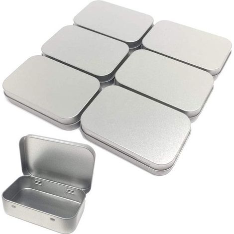 Ynkkvre Lot de 6 boîtes de rangement rectangulaires en métal – Boîtes compactes pour baume à lèvres, pastilles à la menthe, herbes, clés USB et petits objets (1/5)