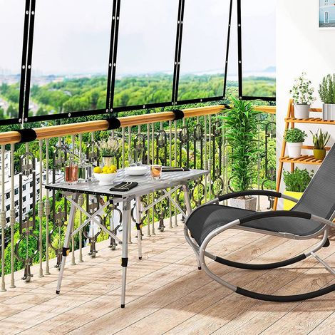 WOLTU Campingtisch Klapptisch aus Alu Gartentisch Balkontisch Reisetisch zusammenklappbar, mit Packtasche, Höhenverstellbar, 90x52.2X(45-72) cm, silber (1/4)
