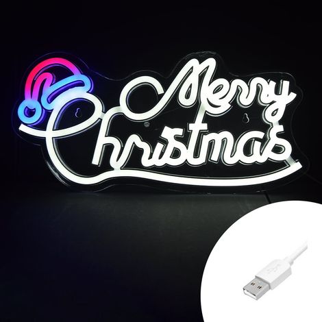 Scritta luminosa Merry Christmas da 43x20cm Led Neon Flex USB da interno Wisdom (1/2)