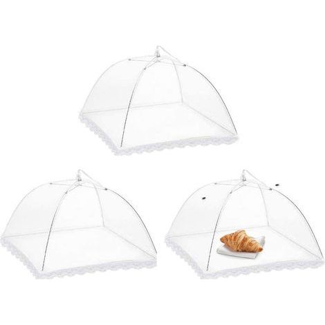 Cloche Alimentaire Pliable, Anti-Mouche Couvercle de Nourriture, 3 Pièces Cloche à Nourriture, Couverture de Gâteau Pliable,Tentes Alimentaires, pour Barbecue Pique-Nique Aliments, (3232cm) (1/5)