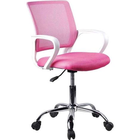 Silla despacho de diseño moderno giratoria elevable acabado rosa, 53 cm(ancho) 79/91 cm(altura) 49 cm(fondo) (1/2)