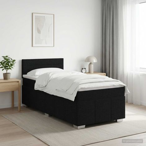 vidaXL Cama box spring con colchón Negro 100 x 200 cm Tela (1/5)