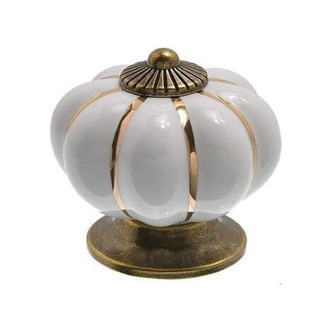 5Pcs Bouton de Meuble Céramique Poignée de Placard Vintage avec Vis Pour Armoire Tiroirs Commode - Blanc (1/5)