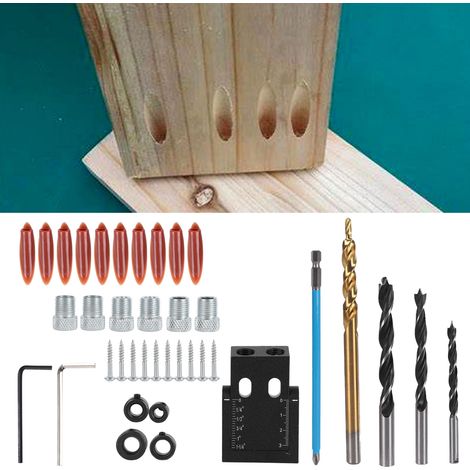 38 pièces, noir, gabarit de perçage à angle de 15 degrés pour le travail du bois, outil de fixation et d'installation pour planches de bois (1/5)