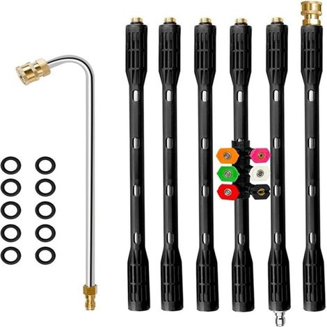 Rallonge Pour Nettoyeur Haute Pression - 6 Buses Interchangeables - Jusqu'à 4000 Psi - Pour Nettoyage De Gouttières - Kit Complet ×1