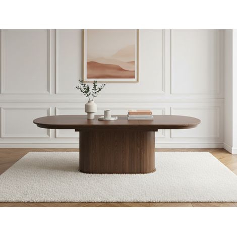 BOBOCHIC - Table à manger extensible 210 à 270 cm MALMOUSQUE placage chêne massif   Marron foncé