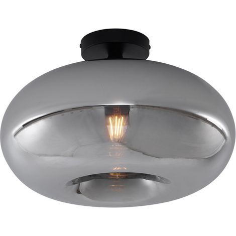 QAZQA Lampada da soffitto busa - Art déco - Metallo,Vetro - Nero - Tondo Max. 1 x Watt