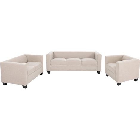 [NEUWERTIG] 3-2-1 Sofagarnitur Lille, Couchgarnitur Loungesofa Nosagfederung Stoff/Textil Chenille (260g/m²) beige (1/5)