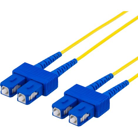Jarretière fibre optique OS2, SC-SC, duplex, monomode, 1 m, pour liaison et raccordement de réseau fibre optique (1/3)