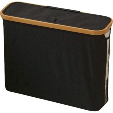 Cesta para guardar papel higiénico con tapa - Capacidad para 12 rollos - Soporte plegable para papel higiénico - Cesta para papel higiénico - Inodoro - Baño - Negro (1/2)